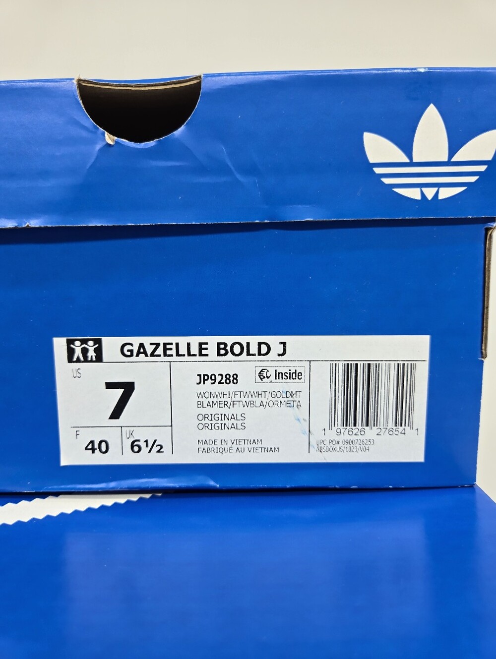 adidas Originals Gazelle Bold JP9288 White Beige Gold Shoes Women's Size 8.5 - Picture 8 of 8